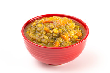 Spicy Vegetable Curry Isolated on a White Background