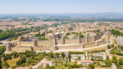 Obraz premium panoramic view of carcassone chateau, France
