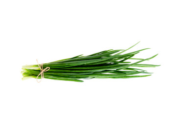 Bunch of fresh green onions isolated on white background. 