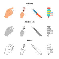 Vector design of diet and treatment icon. Set of diet and medicine stock vector illustration.