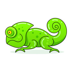 Chameleon Icon. Cartoon Illustration Of Walking Chameleon