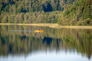 canoe on a calm lake