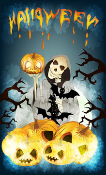 Vector image of the skeleton. From a series of illustrations for Halloween
