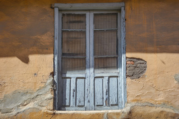 Old wooden window in Aguilar de Campoo, Palencia, Spain.