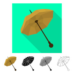 Vector design of parasol and spring icon. Set of parasol and classic vector icon for stock.