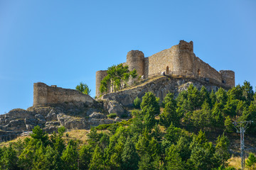 Fototapeta na wymiar The ruins of the castle complex of Aguilar del Campoo are to be found, in the Palencia province in Spain.