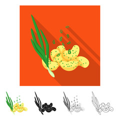 Isolated object of chips and snack icon. Set of chips and onion stock vector illustration.