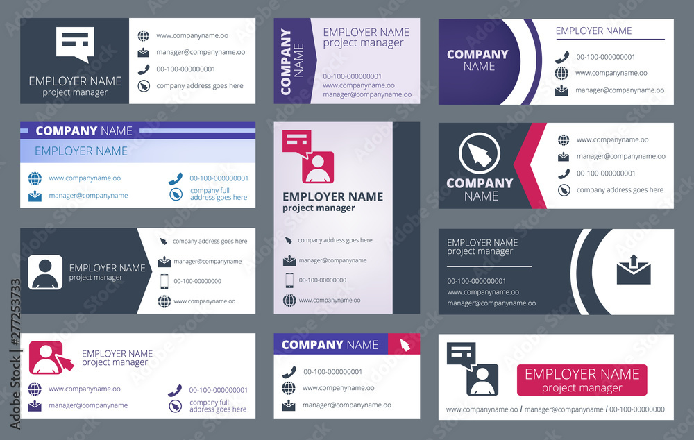 Poster Mail signature. Individual text web mailing interface individualize signature forms vector template. Illustration of profile contact ui, emailing user card