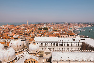 Panoramic view of Venice city with historic buildings and coast