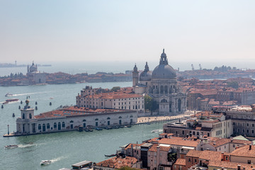 Panoramic view of Venice city and Basilica di Santa Maria della Salute