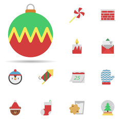 Christmas ball 2 colored line icon. Universal set of christmas for website design and development, app development
