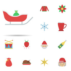 Christmas ,sleigh 2 colored line icon. Universal set of christmas for website design and development, app development