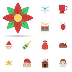 Christmas flower 2 colored line icon. Universal set of christmas for website design and development, app development