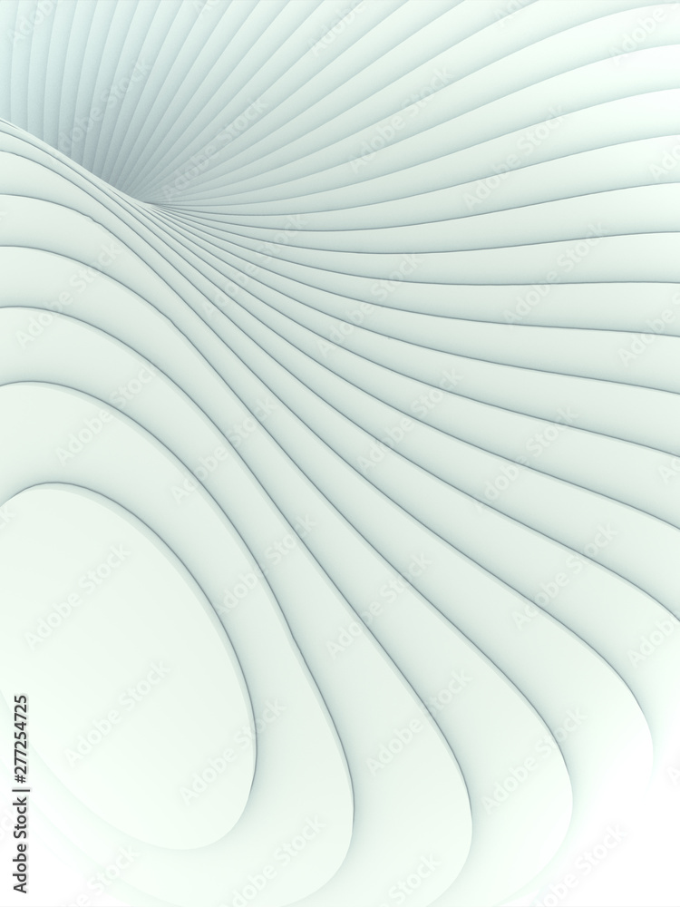 Poster White striped futuristic pattern surrounded by light mist. Computer generated geometric shape. 3d render illustration