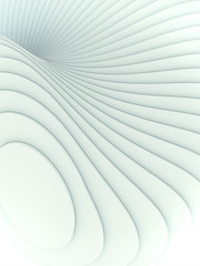 White striped futuristic pattern surrounded by light mist. Computer generated geometric shape. 3d render illustration