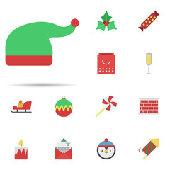 Santa hat 2 colored line icon. Universal set of christmas for website design and development, app development