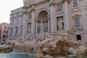 Fototapeta na wymiar Panoramic view of Trevi Fountain in the Trevi district in Rome
