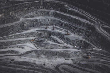 Aerial view industrial of opencast mining
