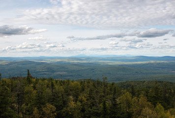 Obraz premium Panorama of mountains scenes in national park Kachkanar, Russia