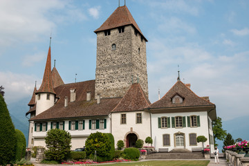 Fototapeta na wymiar View on Spiez Castle - living museum and park, Switzerland, Europe
