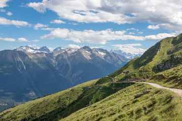 Fototapeta premium Panorama of mountains scene in national park Switzerland