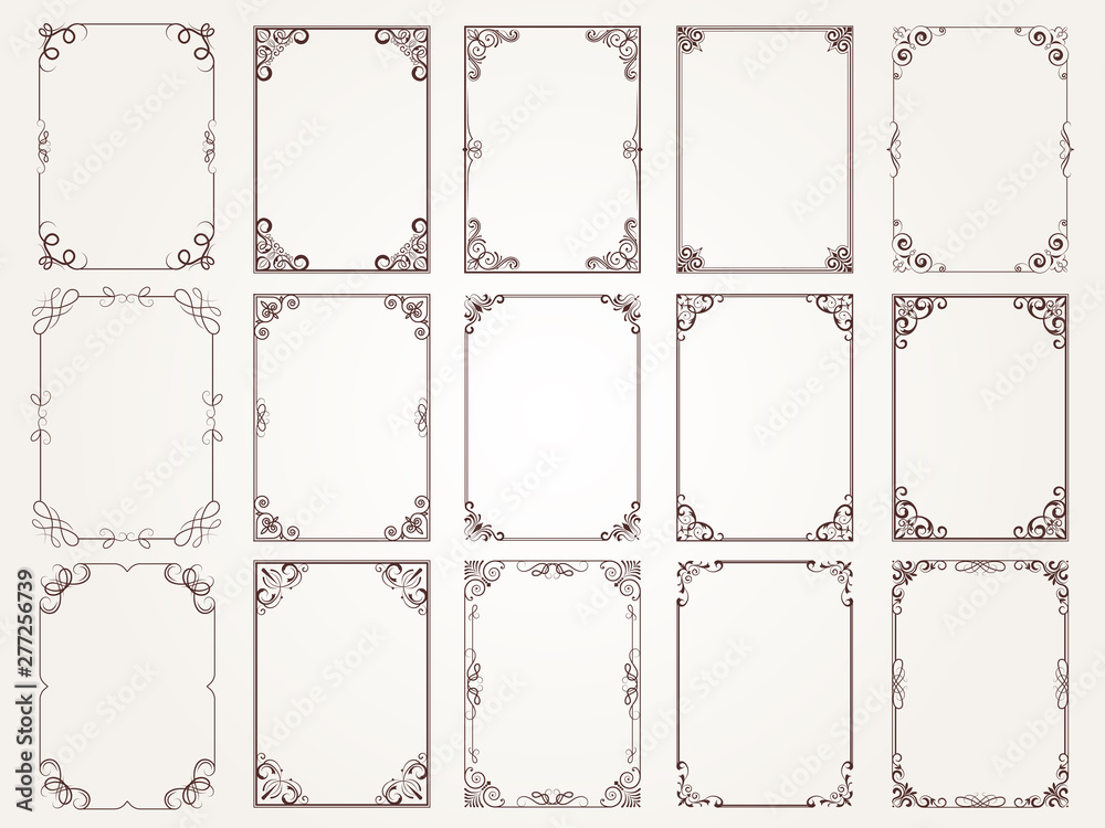 Canvas Prints calligraphic frames. borders corners ornate frames for certificate floral classic vector designs col
