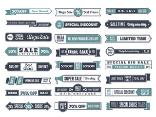 Vintage banners. Ribbon ornaments special offers sales discounts border and dividers retro vector horizontal ellements. Illustration of offer discount, best choice