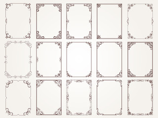 Calligraphic frames. Borders corners ornate frames for certificate floral classic vector designs collection. Illustration of filigree border card, floral rectangular frame