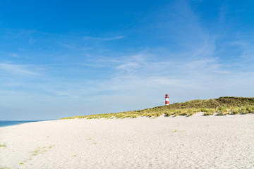  Lighthouse red white on dune. Sylt island &ndash; North Germany.  