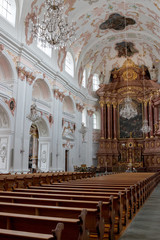 Fototapeta na wymiar Interior of Jesuit Church in city center of Lucerne, Switzerland, Europe