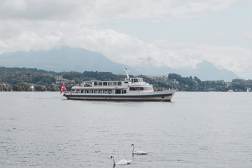 Panorama of Lucerne lake and mountains scene in Lucerne, Switzerland