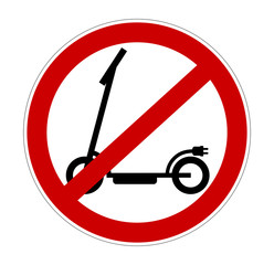 Elektro Scooter Verbot Schild, Vektor Illustration isoliert auf weißem Hintergrund