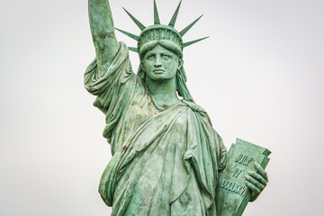Colmar, France - September 29, 2013. Replica of the statue of liberty in the town of Colmar, in the Alsace region of France, the birthplace of the sculptor Bartholdy © marketanovakova