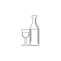 Bottle of wine and glass icon. Element of resturant for mobile concept and web apps icon. Outline, thin line icon for website design and development, app development