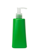 plastic green container bottle of liquid soap or shampoo isolated on white background
