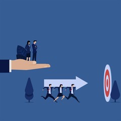 Fototapeta premium Business team bring arrow to target metaphor of focus to target.
