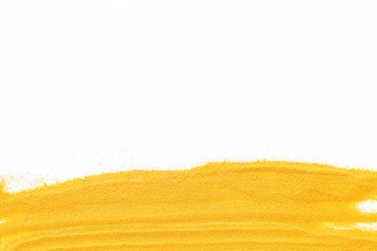 Modern design for blor with yellow sand texture on white background top view copyspace