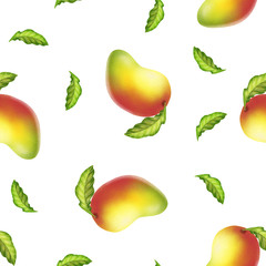 seamless pattern with mango on white background