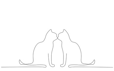 Cats kissing, love card vector illustration