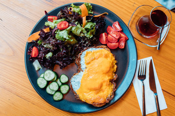 Turkish tea and Breakfast on the table at the restaurant or cafe in Turkey.