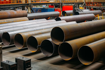 Steel pipes in warehouse