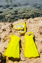 yellow swimming flippers