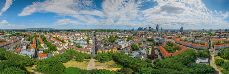 Fototapeta na wymiar frankfurt city kurfürstenplatz 360° aerial skypanorama