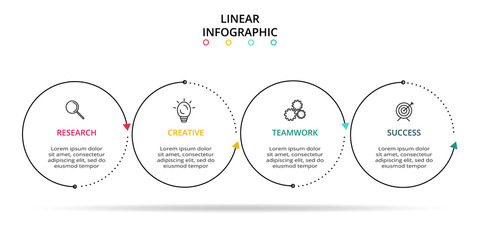 Thin line element for infographic. Template for diagram, graph, presentation and chart. Concept with 4 options...