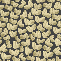 seamless floral pattern with leaves on grey background