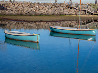 Fototapeta na wymiar Two Green Boats