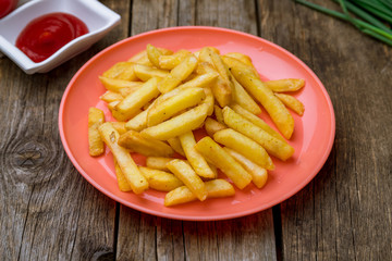 French fries with ketchup sauce