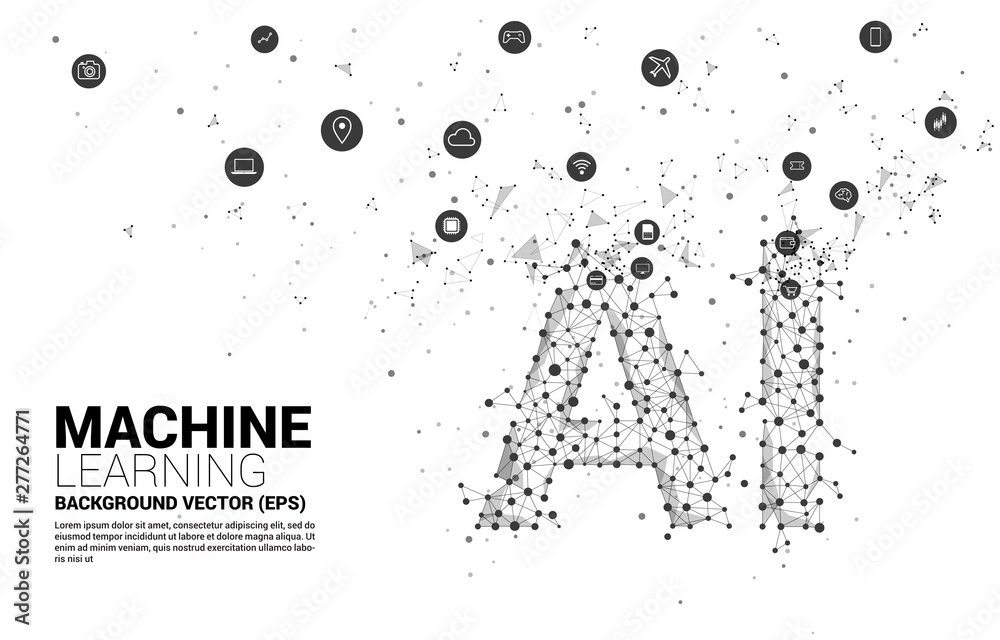 Aufkleber Vector Polygon dot connect line shaped AI. Concept for machine learning and artificial intelligence.
