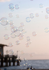 Soap bubbles in air