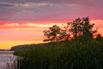 Zachód słońca nad rzeką Narew
